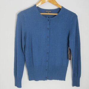 NEW Sarah Johnson Womens Large Teal Blue LS Cardigan Sweater Rayon Knit NWT